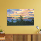 湖の夕焼け、アディロンドックMts キャンバスプリント (インサイチュ (リビング))