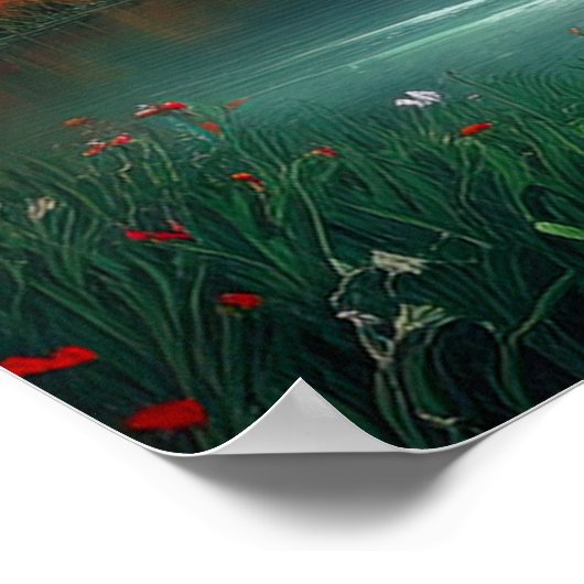 湖の夜落ち ポスター (角)