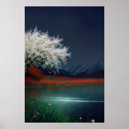 湖の夜落ち ポスター