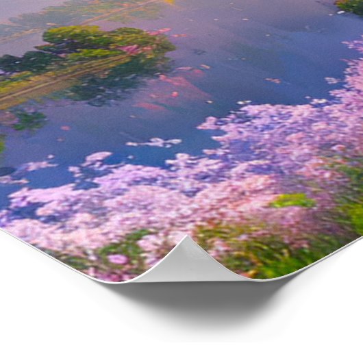 湖の威厳のある夕暮れ ポスター (角)