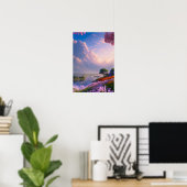 湖の威厳のある夕暮れ ポスター (ホームオフィス)