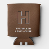 湖の家風の偽革モノグラムパーソナライズドLake Hou 缶クーラー (正面)