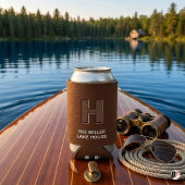 湖の家風の偽革モノグラムパーソナライズドLake Hou 缶クーラー
