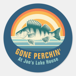 湖の家 誕生日ステッカー Gone Perching at the Lake House ラウンドシール