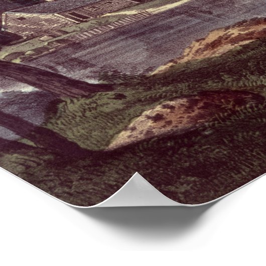 湖の岸の牛 ポスター (角)