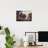 湖の岸の牛 ポスター (ホームオフィス)