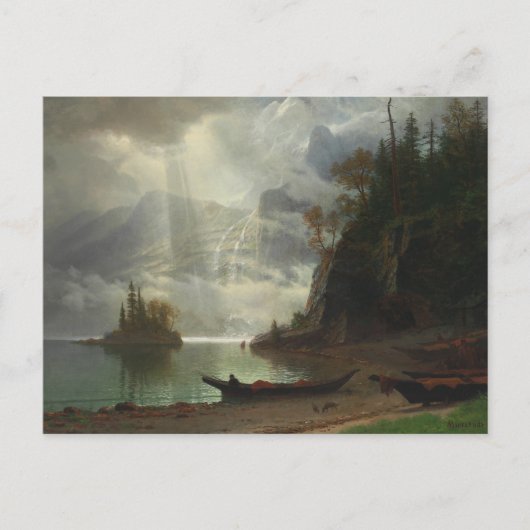 湖の島(キャンバス上の油) ポストカード (正面)