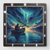 湖の嵐 スクエア壁時計 (正面)