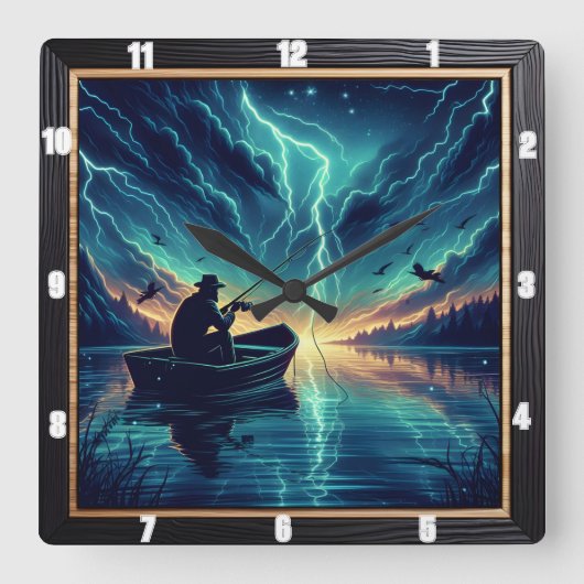 湖の嵐 スクエア壁時計 (正面)