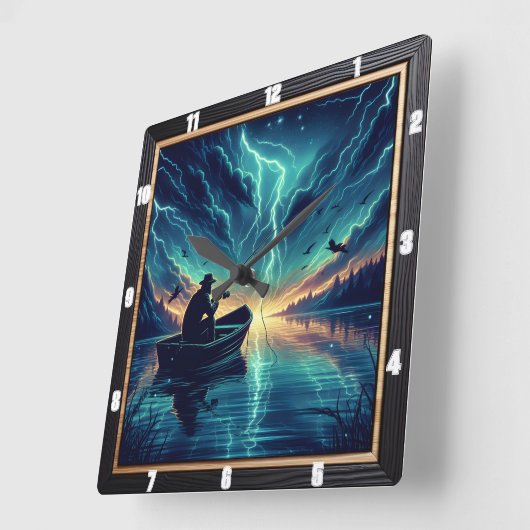 湖の嵐 スクエア壁時計 (傾斜)