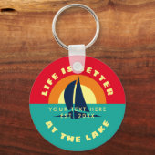 湖の帆船の夏の夕日の方が人生は良い キーホルダー (正面)