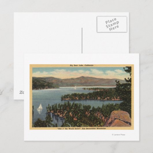 湖の帆船 ポストカード (正面/裏面)