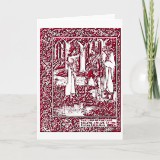 湖の挨拶状のアーサーそして女性 カード (正面)