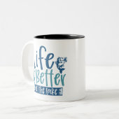 湖の方が生活が良い ツートーンマグカップ (正面左)