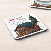 湖の日々、キャビンの夜 - 個人名入り コースター (左側)