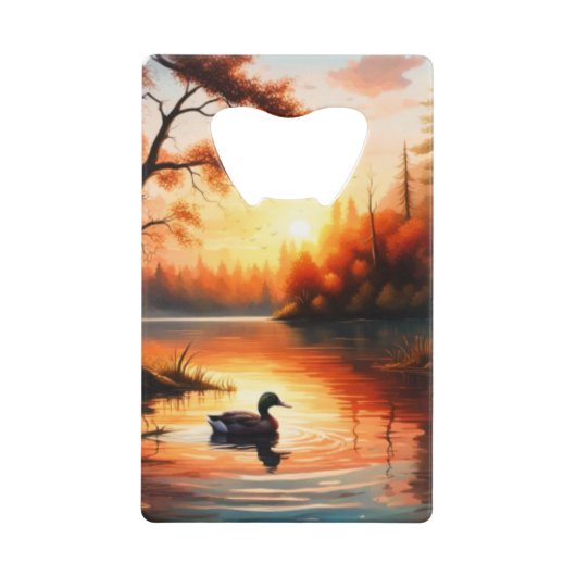 湖の日の出 クレジットカード栓抜き (正面)