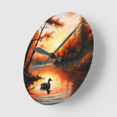 湖の日の出 ラウンド壁時計 (傾斜)
