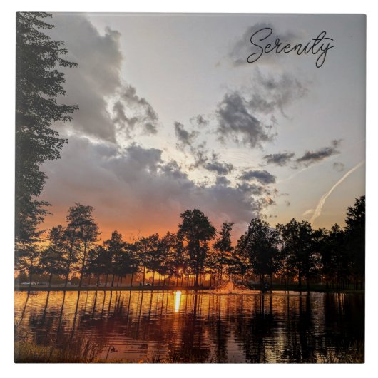 湖の日没の反射 タイル (正面)