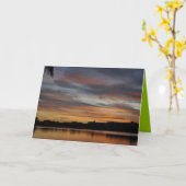 湖の日没 カード (黄色い花)