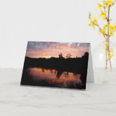 湖の日没 カード (黄色い花)