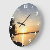 湖の日没 ラージ壁時計 (傾斜)