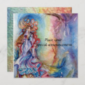 湖の明るい青鮮やか色のピンク色の白の女性 案内状 (正面/裏面)