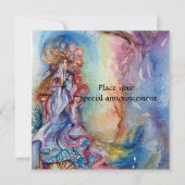 湖の明るい青鮮やか色のピンク色の白の女性 案内状 (正面)