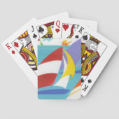 湖の明るく着色された抽象的なヨット トランプ (裏面)