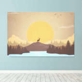 湖の景色を照らす美しい夕日 キャンバスプリント (インサイチュ (ウッドフロア))