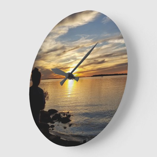 湖の景色 ラージ壁時計 (傾斜)