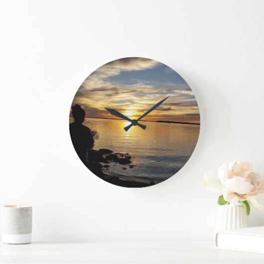 湖の景色 ラージ壁時計 (ホーム)