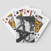 湖の暗い木の影の反射をツイスト トランプ (裏面)