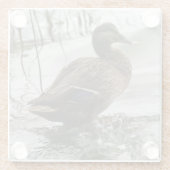 湖の暗闇に灰色のアヒル ガラスコースター (裏面)