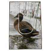 湖の暗闇に灰色のアヒル ミディアムペーパーバッグ (裏面)