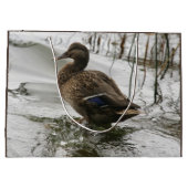 湖の暗闇に灰色のアヒル ラージペーパーバッグ (裏面)