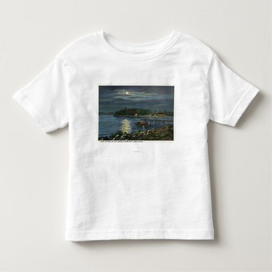 湖の月明りの眺め、ボートの着陸及び トドラーTシャツ (正面)