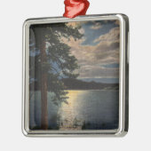 湖の月明りの眺め メタルオーナメント (左)