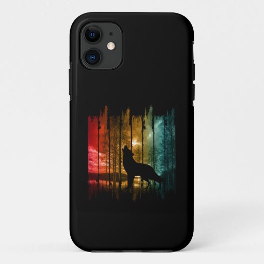 湖の木々と狼の遠吠え Case-Mate iPhoneケース (裏面)