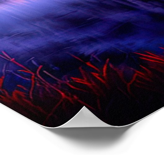 湖の木の神秘的なイルミネーション ポスター (角)