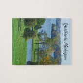 湖の木のYpsilantiミシガン州のゴルフコース ジグソーパズル (横)