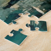 湖の木製ボートにロマンチックな少女 ジグソーパズル (側面)