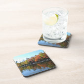 湖の朱色のすみれ色の青いオレンジ日没 コースター (右側)