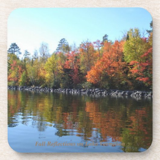 湖の朱色のすみれ色の青いオレンジ日没 コースター (正面)