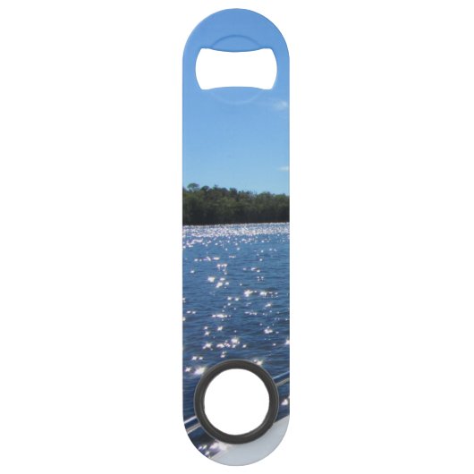 湖の朱色の光っている青海原 スピード栓抜き (裏面)