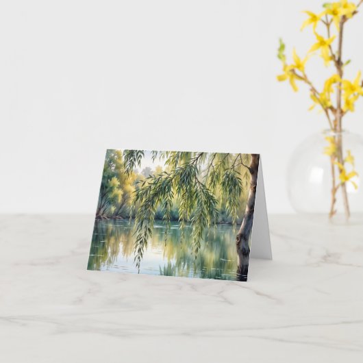 湖の柳 カード (黄色い花)