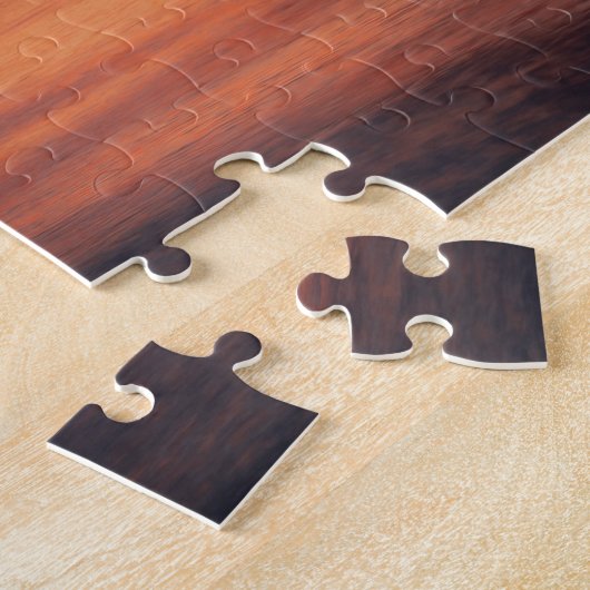 湖の水の上にオレンジと紫の夕日の雲 ジグソーパズル (側面)