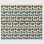 湖の水の反射の上に熱気球 ラッピングペーパー (フラット)