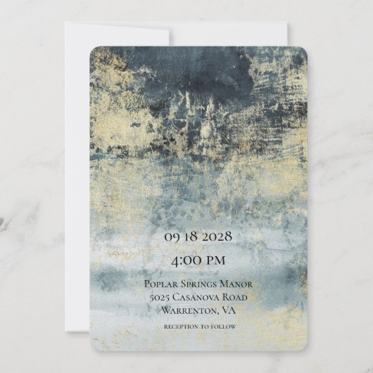 湖の水の緑とモダン金ゴールドの結婚数 招待状