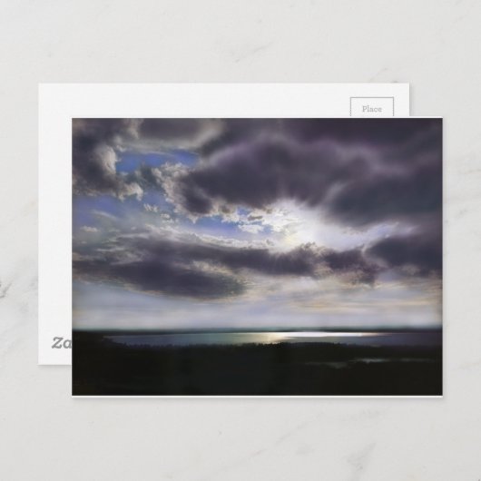 湖の水の色の上に夕日の絵を描夕日 ポストカード (正面/裏面)