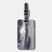 湖の水の色の上に夕日の絵を描夕日 ラゲッジタグ (正面縦)